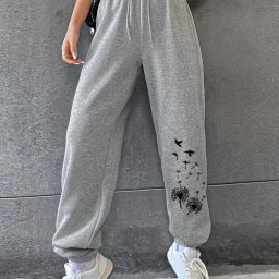 Women Printed Grey Track Pants-image-27