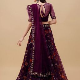 BAESD Embellished Thread Work Semi-Stitched Lehenga & Unstitched Blouse With Dupatta image 2