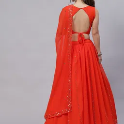 SHUBHKALA Embellished Sequinned Semi-Stitched Lehenga & Unstitched Blouse With Dupatta image 3