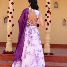 Thread & Button Printed Ready to Wear Lehenga Blouse With Dupatta image 2