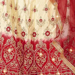 MANVAA Embroidered Thread Work Semi-Stitched Lehenga & Unstitched Blouse With Dupatta image 2