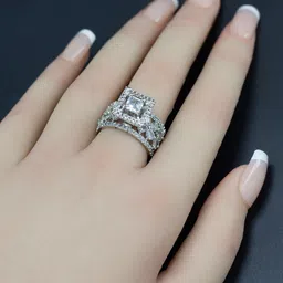 PRIVIU Rhodium-Plated AD Stone Studded Finger Ring-2