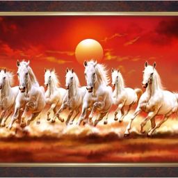 Seven horse frame big size with sparkle coated lamination Digital Reprint 14 inch x 20 inch Painting-25