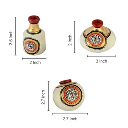ExclusiveLane Set of 3 White Terracotta Warli Miniature Pots image 5