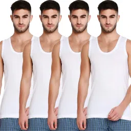 Pack of 4 Men White Vest Men Vest-image-56