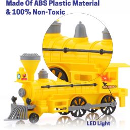 333mart Pull Back Steam Train Engine, with LED Toy for Kids, Plastic String Pull Back image 2