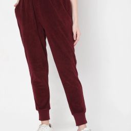 Women Solid Maroon Track Pants-image-28