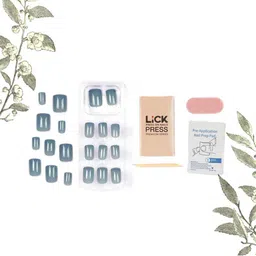LICK 12 Pcs Square Artificial Reusable Press On Nail Extension with Application Kit-Grey image 2