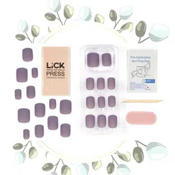 LICK 12 Pcs Square Artificial Reusable Press On Nail Extension with Application Kit-Purple image 3