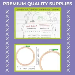 qroof Diy Beginners Embroidery Cross Stitch -4 Patterns Fabric Set, Hoop, Threads image 3
