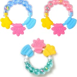 Baby Rattles Teether Toys, Grasping Toy Sensory Teething Rattle, Boiled Disinfection for Infant Newborn Baby Toddler (Pack of 3) Teether-image-60