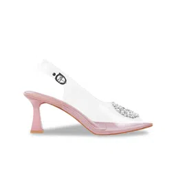 Try Me Embellished Peep Toe Backstrap Block Heels image 4