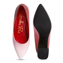 London Rag Textured Pointed Toe Block Heel Pumps image 3