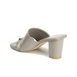 DressBerry Grey Embellished Open Toe Block Heels image 5