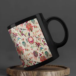 macmerise Beige & Red Floral Printed Ceramic Glossy Cups Set of Cups and Mugs image 4