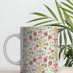 macmerise Beige & Red Floral Printed Ceramic Glossy Cups Set of Cups and Mugs image 4