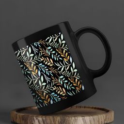 macmerise Black & Yellow Floral Printed Ceramic Glossy Cups Set of Cups and Mugs image 4
