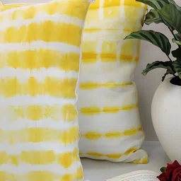 SLEEPY THREADS Yellow & White Set of 5 Abstract Square Cushion Covers image 5