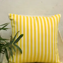 SLEEPY THREADS Yellow & White Set of 5 Striped Square Cushion Covers image 4