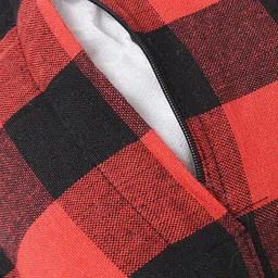 Lushomes Red & Black 2 Pieces Checked Rectangle Cushion Covers image 2