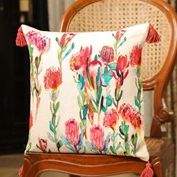 SANSKRUTIHOMES White & Red Floral Velvet Square Cushion Covers-image-82