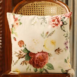 SANSKRUTIHOMES White & Red Floral Velvet Square Cushion Covers-image-83