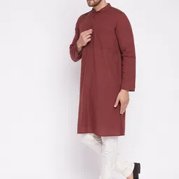 even Men Maroon Thread Work Kurta image 5