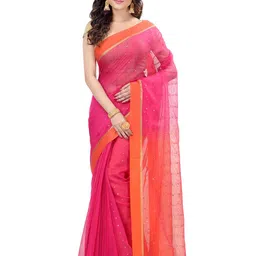 DESH BIDESH Woven Design Sequinned Handloom Taant Saree image 2