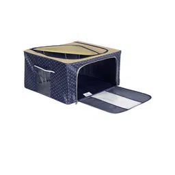 Kuber Industries Set Of 2 Navy Blue & Brown Printed Storage Box With Clear Window image 4