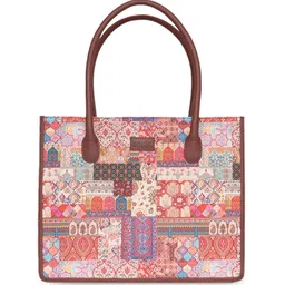ZOUK Ethnic Motifs Printed Oversized Shopper Jute Handheld Bag image 5