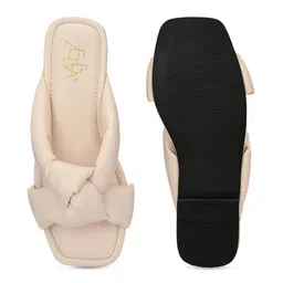 Zebba Women Beige Open Toe Flats image 4