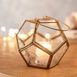 Glass & Brass Candle Holder, Honeycomb pattern, Antique Brass Gold Brass, Gold Plated, Glass Hanging Lantern-image-50