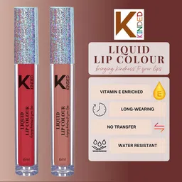 KINDED Set Of 2 Vitamin E Enriched Long Lasting Matte Liquid Lip Colour Lipstick 6 ml-Brick Red 04 & Rust Crust 05 image 5