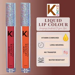 KINDED Set Of 2 Vitamin E Enriched Long Lasting Matte Liquid Lip Colour Lipstick 6 ml-Brick Red 04 & Sangria Orange 08 image 5