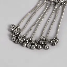 Sangria Oxidised & Enamelled Artificial Beaded Geometric Drop Earrings image 2