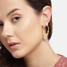 Anouk Gold-Plated Artificial Stones & Beads Contemporary Drop Earrings-54