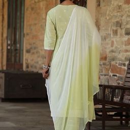 Juniper Ethnic Motifs Printed Round Neck Sequinned Kurta with Trousers & With Dupatta image 4