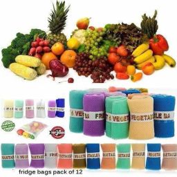 faas Fridge Vegetable and Fruit Reusable Net Ziper Bag, Pack Of 12, Multicolored Pack of 12 Grocery Bags image 4