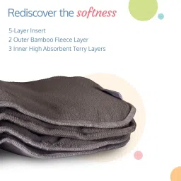 vsol Reusable Soft 5 Layers Bamboo Charcoal Inserts for Baby Cloth Diaper (Pack of 9) image 2