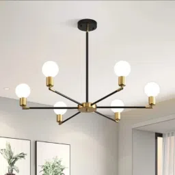 6 light black gold finish modern style adjustable chandelier Chandelier Ceiling Lamp-image-29