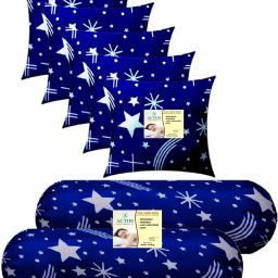 Combo Set Of 5 Cushion And 2 Microfibre Nature Bolster Pack of 7-image-96