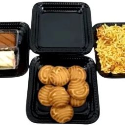 Unbreakable Melamine Gourmet Square Snacks Plate (Black) Rice Plates-0