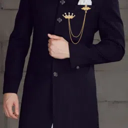 mahi Fashionable Double Chain Crown Wing Brooch Lapel Pin Brooch-image-22