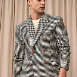 mr bowerbird Men Checkered Double Breasted Casual Blazer-picture-8