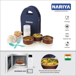 nariya NEW LUNCHBOX SET WITH 3 CONTAINER 1 BOTTLE SPOON SET AND CASSEROLE 3 Containers Lunch Box image 3