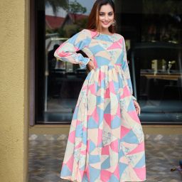 Satin Stitched Flared/A-line Gown-image-28