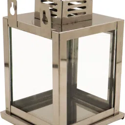 Spillbox Wall Mounted Oil Lamp With Glass Cover|Deepam Glass Cover(Small) Silver Stainless Steel Hanging Lantern-picture-8
