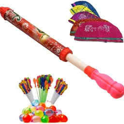 Holi Water Pichkari for Kids Holi Pool Party(1 Pichkari + 200 Water Balloons) Water Gun-7