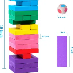 countrylink PromoCart Jenga Wooden Colorful Building Blocks Educational Game Toy 48 Pcs image 2