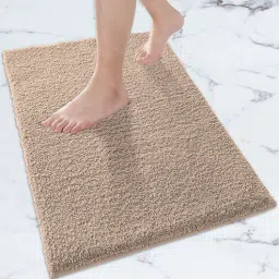 luxe home international Taupe Geometric Microfibre 24x16 Inches Bath Mat-picture-39